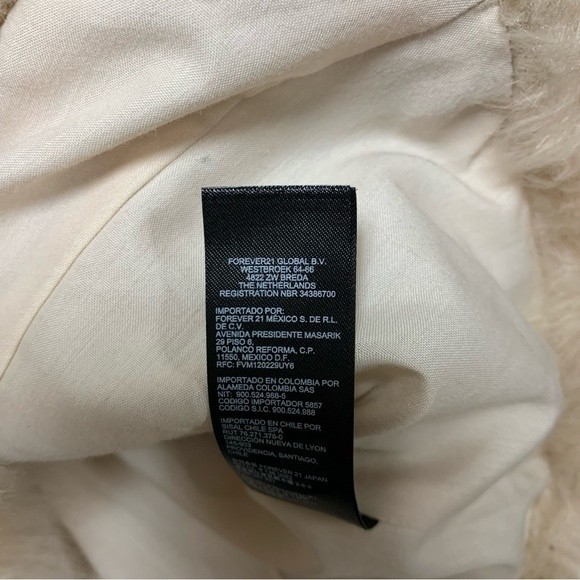 Bohemian Shaggy Boho Gypsy Festival Forever 21 Fuzzy Beige Faux Fur Coat Jacket - Picture 8 of 8